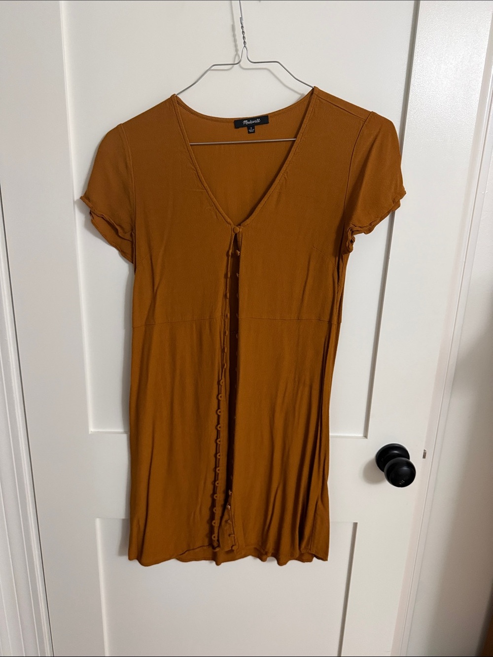 Madewell Burnt Orange Button-Front Mini Dress
